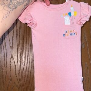 Pink "It's My Birthday" Ruffle Sleeve Kids Top little Sleepies 6-12 months